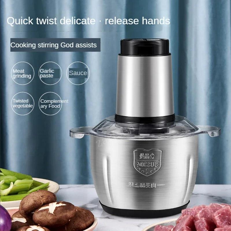 Stainless Steel Electric Meat Grinder Food Processor Chopper Kitchen Machines Vegetable Chopper Slicer Machine Household Grinder